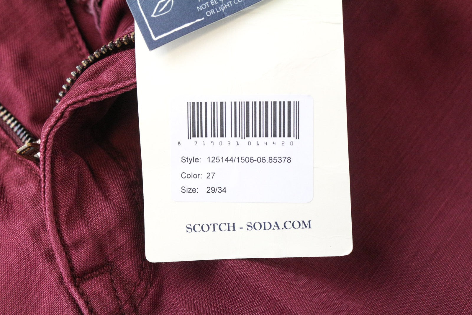 SCOTCH & SODA Theon Men's Trousers W29/L34 Purple Slim Cotton Dyed Tapered