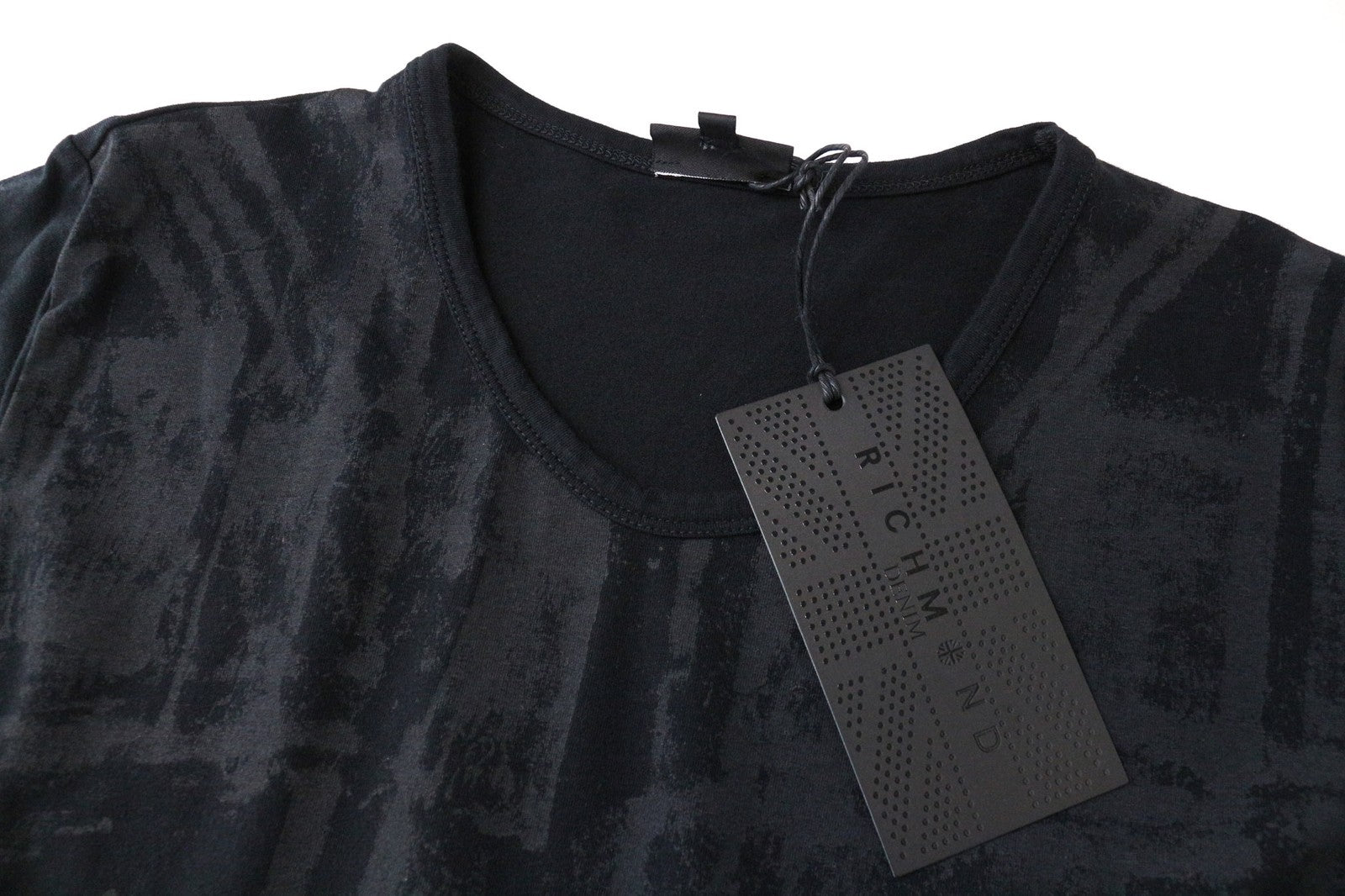 RICHMOND Men's T-Shirt L Black Logo Cotton Stretch Short Sleeve Pullover