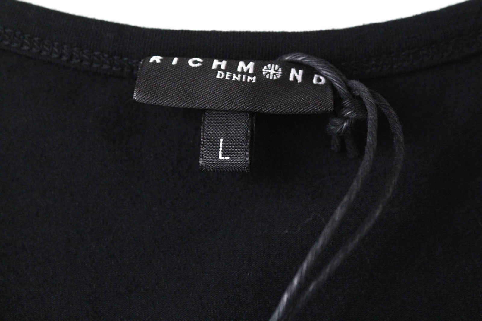 RICHMOND Men's T-Shirt L Black Logo Cotton Stretch Short Sleeve Pullover