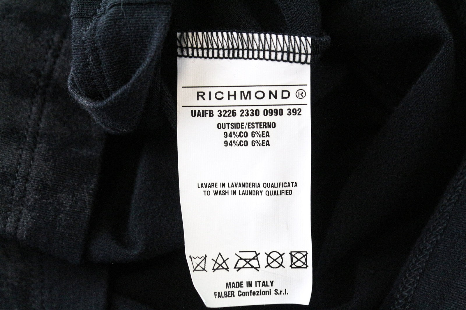 RICHMOND Men's T-Shirt L Black Logo Cotton Stretch Short Sleeve Pullover