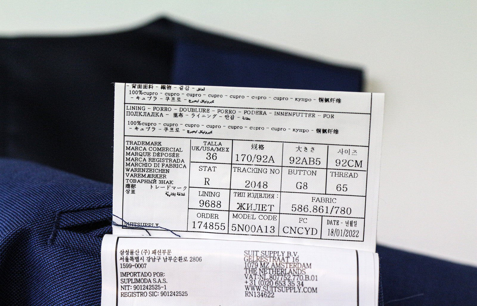 SUITSUPPLY Men's Waistcoat UK36R Blue Wool Single-Breasted Lined Vest