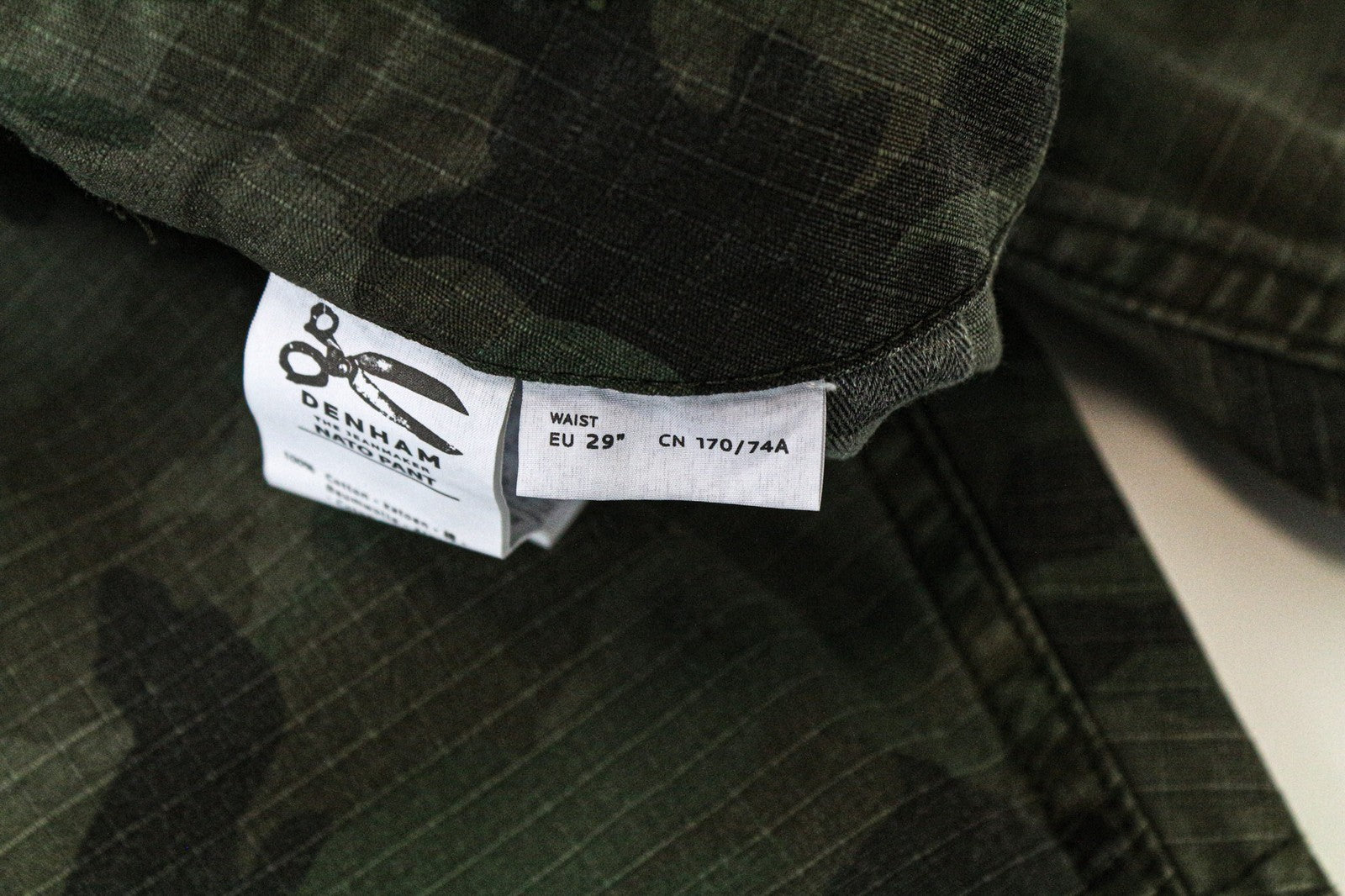 DENHAM Nato Men's Cargo W29/L32 Cotton Green Military Camo Pattern Pants