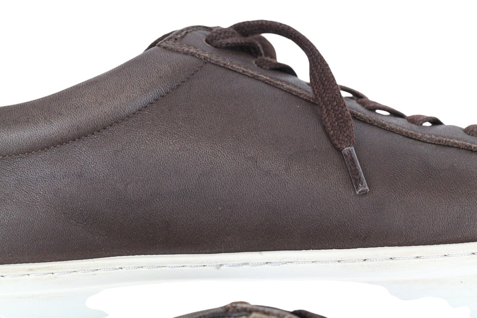 SUITSUPPLY Men Trainers EU43 Brown Genuine Leather Laced Casual Low Sneakers