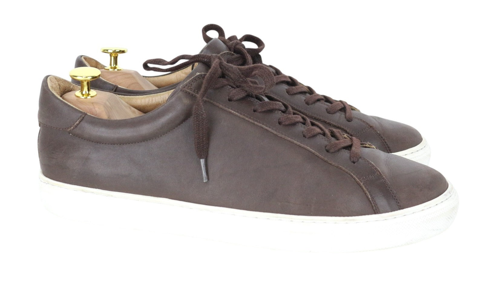 SUITSUPPLY Men Trainers EU43 Brown Genuine Leather Laced Casual Low Sneakers