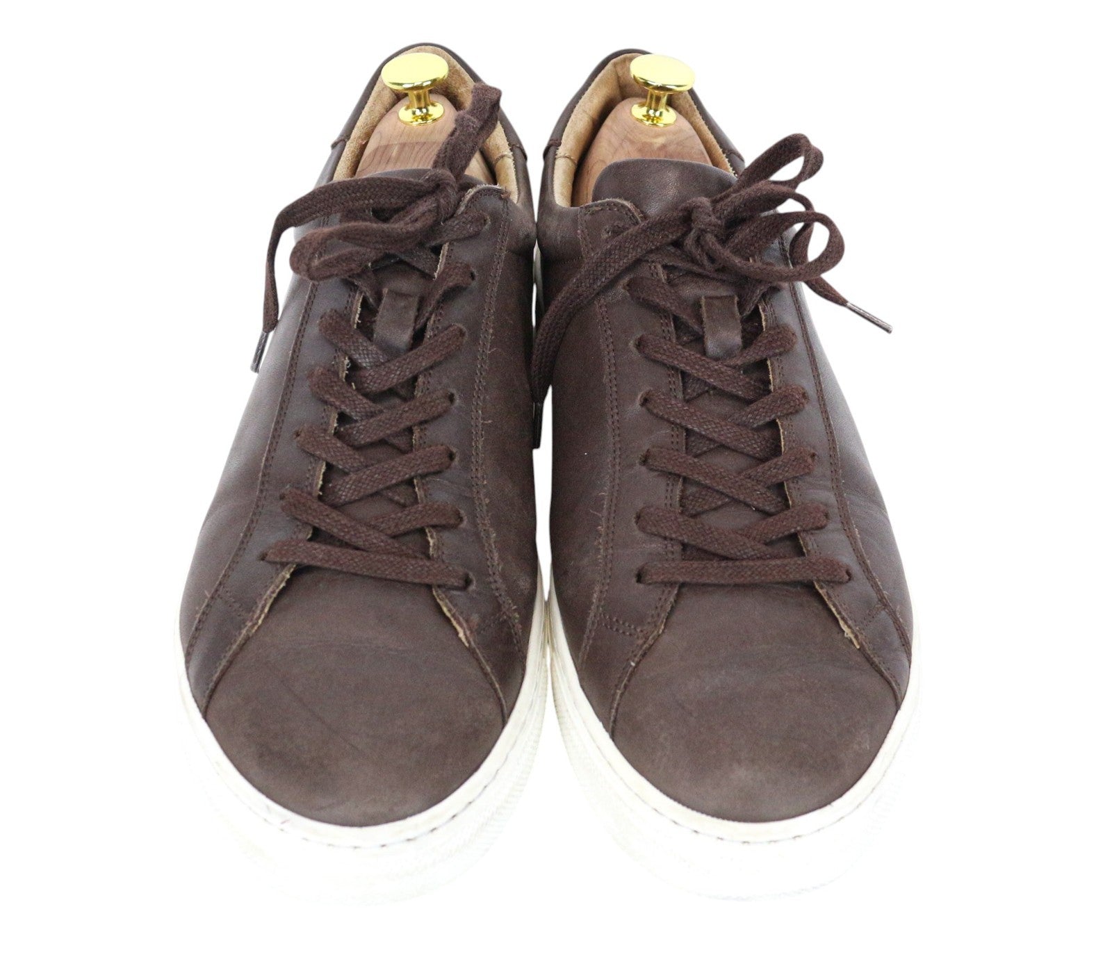 SUITSUPPLY Men Trainers EU43 Brown Genuine Leather Laced Casual Low Sneakers