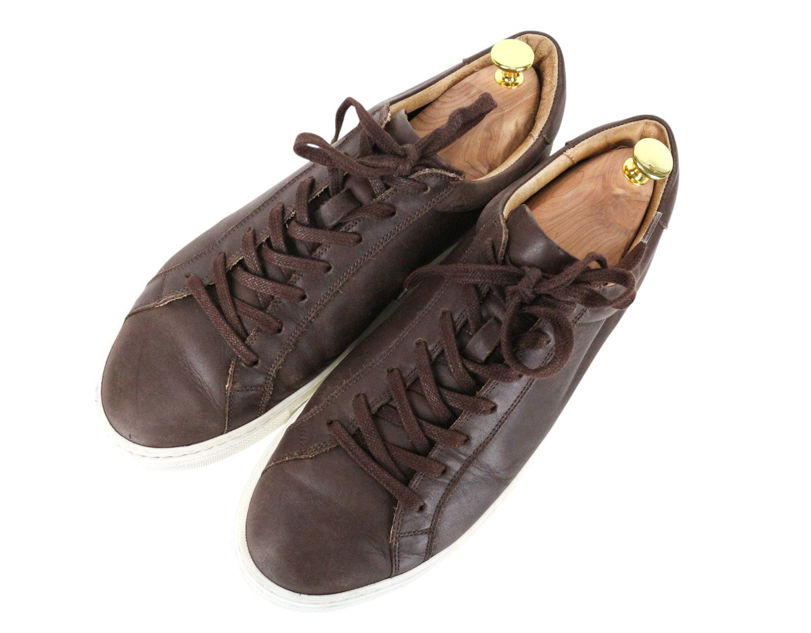 SUITSUPPLY Men Trainers EU43 Brown Genuine Leather Laced Casual Low Sneakers