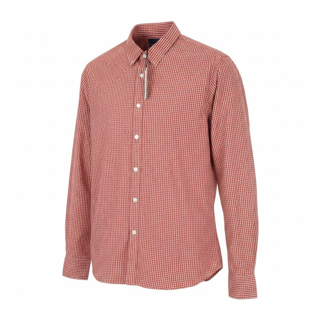 SCOTCH & SODA Men Shirt M Red Gingham Check Melange Button Up Spread Collar