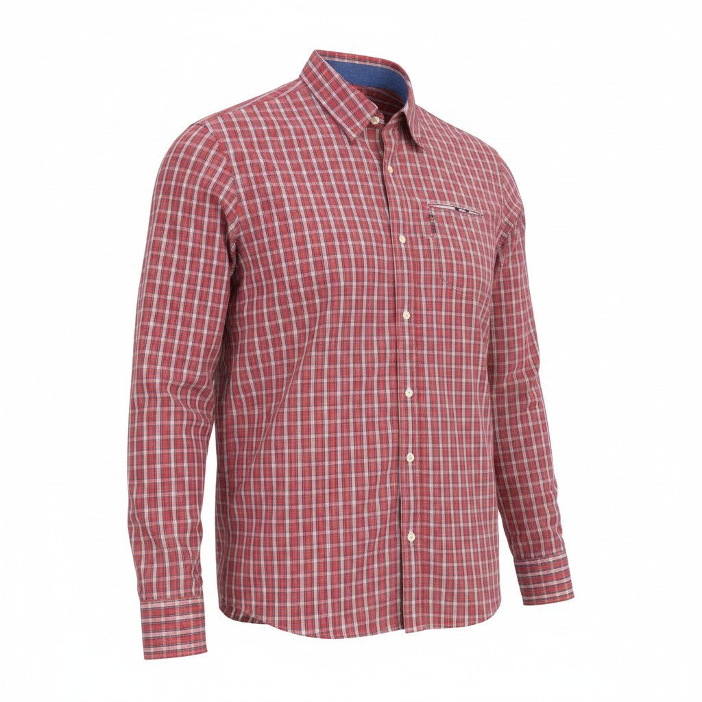 SCOTCH & SODA Men Shirt M Red Plaid Check Pure Cotton Melange Button Up Classic