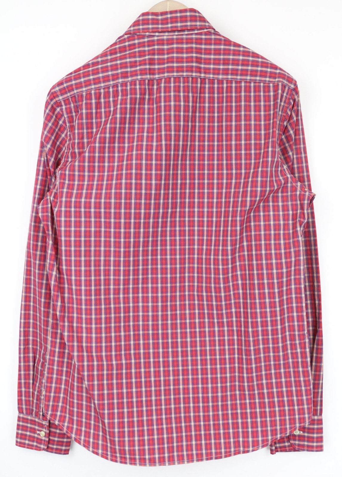 SCOTCH & SODA Men Shirt M Red Plaid Check Pure Cotton Melange Button Up Classic