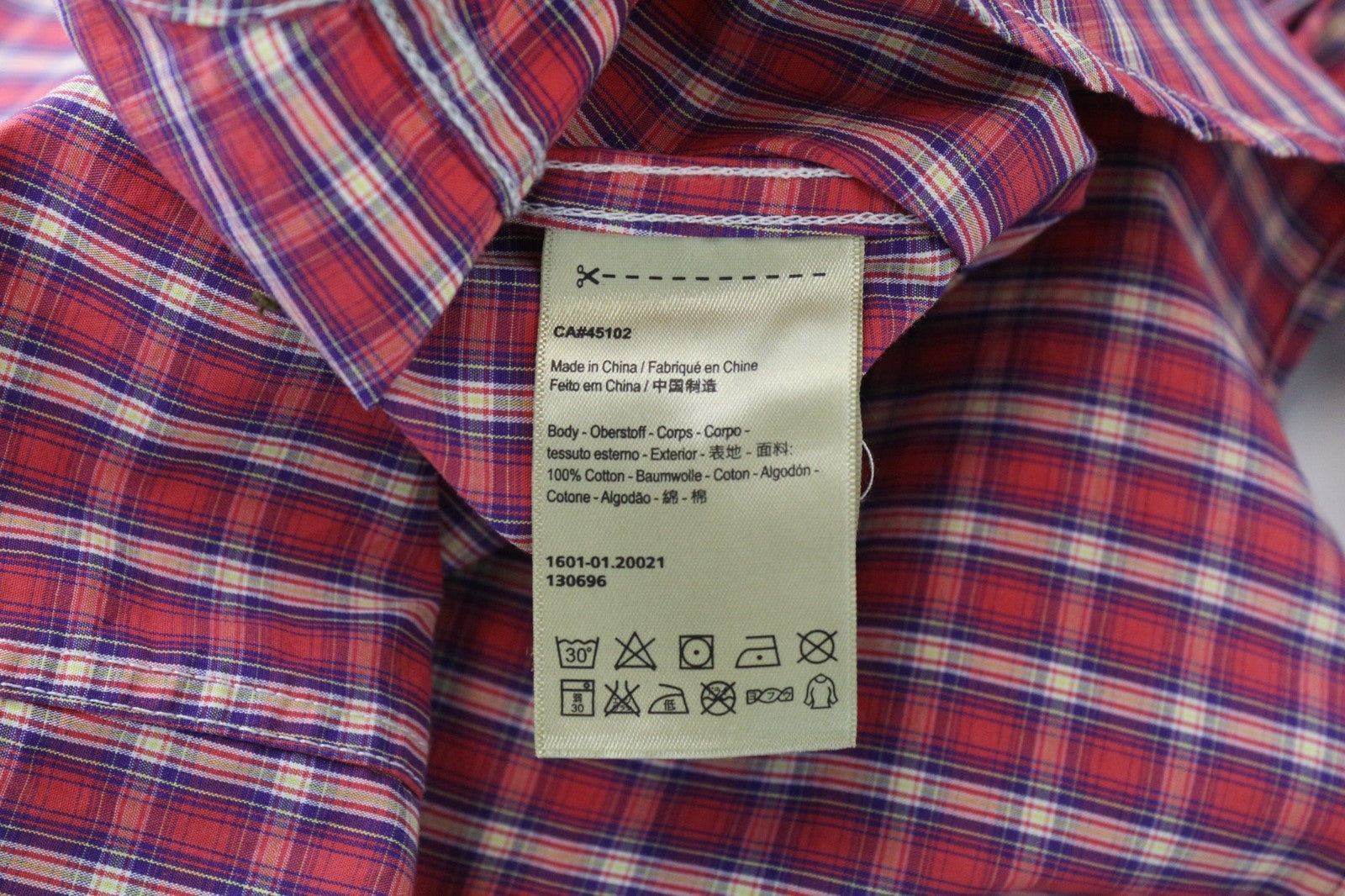 SCOTCH & SODA Men Shirt M Red Plaid Check Pure Cotton Melange Button Up Classic