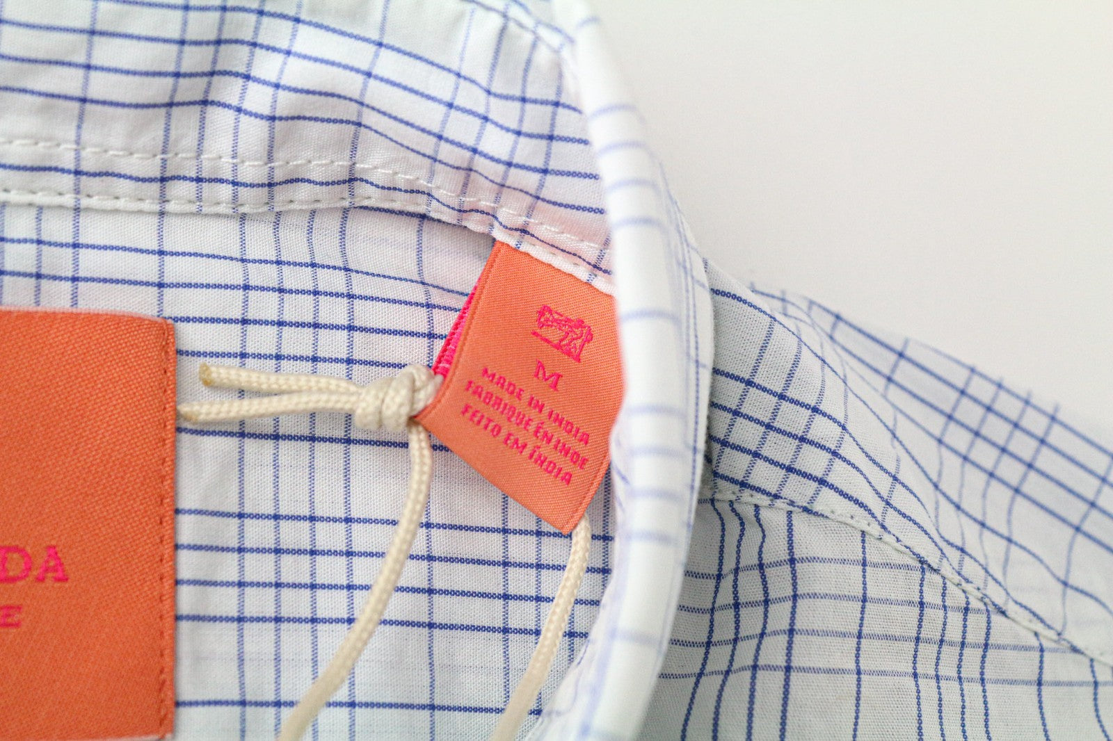 SCOTCH & SODA Men Shirt M Light Blue Slim Check Pure Cotton Melange Button Up