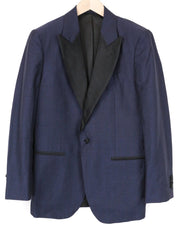 SUITSUPPLY Verona Men Blazer UK38R Navy Blue Slim Melange Wool Linen Tuxedo