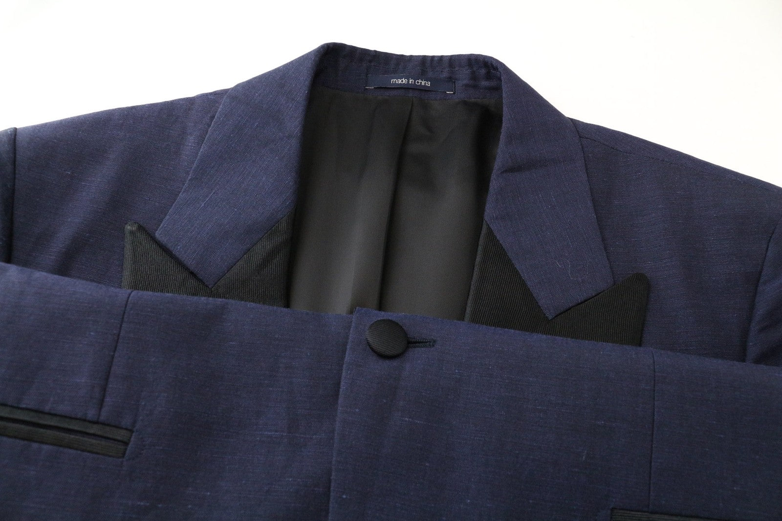 SUITSUPPLY Verona Men Blazer UK38R Navy Blue Slim Melange Wool Linen Tuxedo