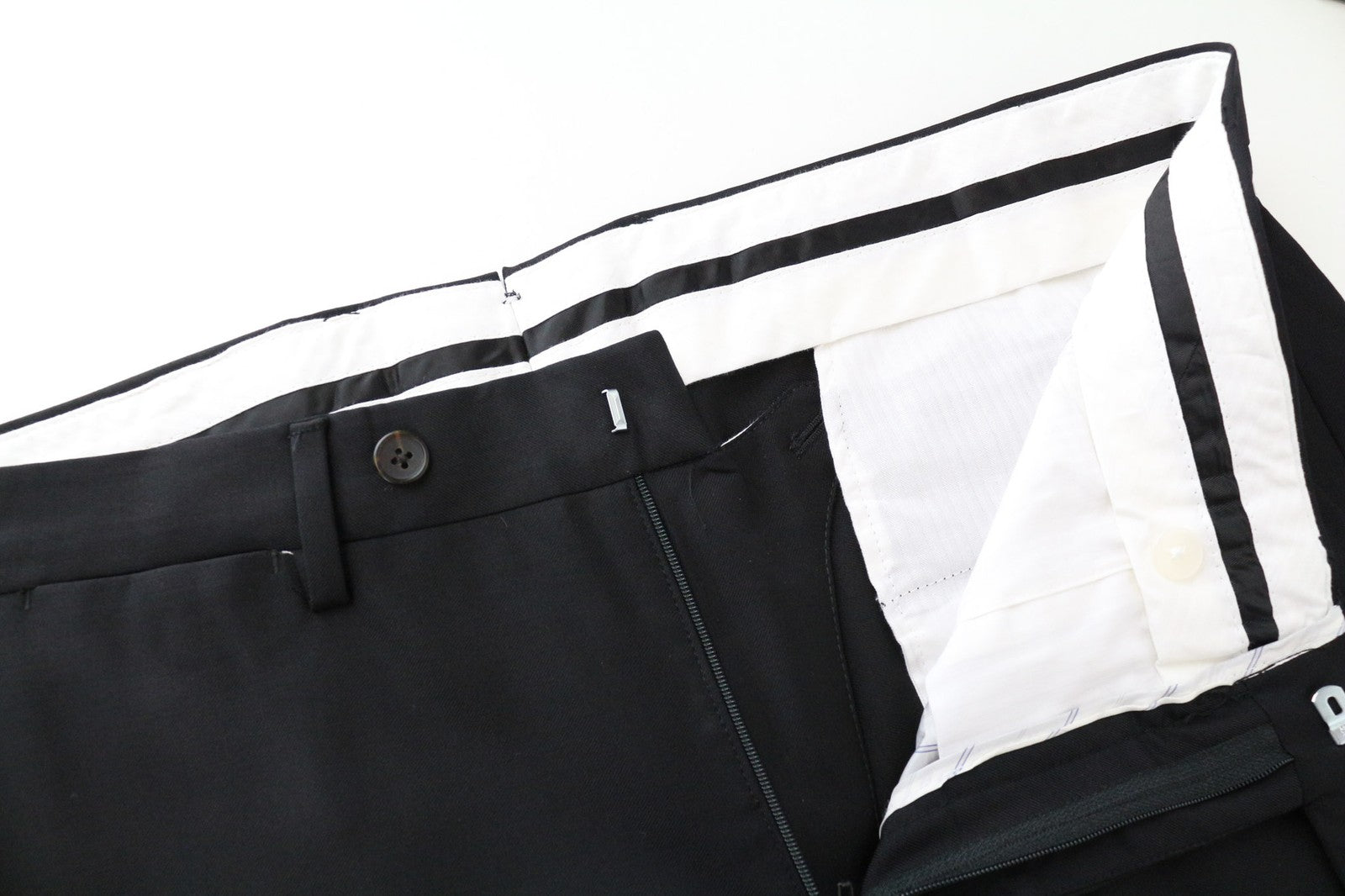 SUITSUPPLY Brescia Men Trousers UK40R Pure Wool Twill Classic Black Slim Fitted