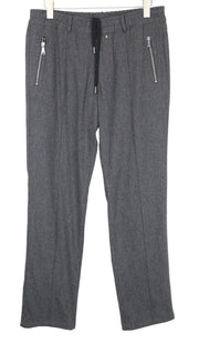 RICHMOND Men Trousers L Grey Melange Drawstrings Stretch Wool Blend Classic
