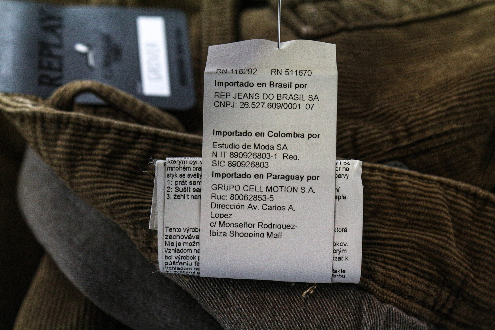 REPLAY Grover Men's Trousers W31/L34 Straight Fit Corduroy Brown Cotton Blend