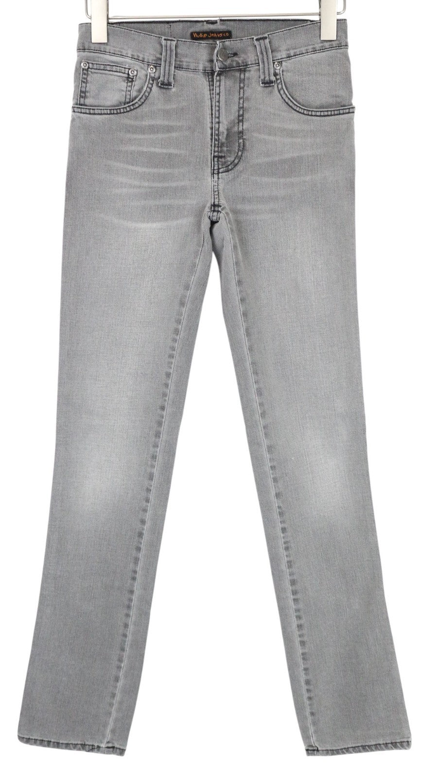NUDIE JEANS Jim Men Jeans W28/L34 Grey Slim Fitted Zip-Fly Classic Stretch