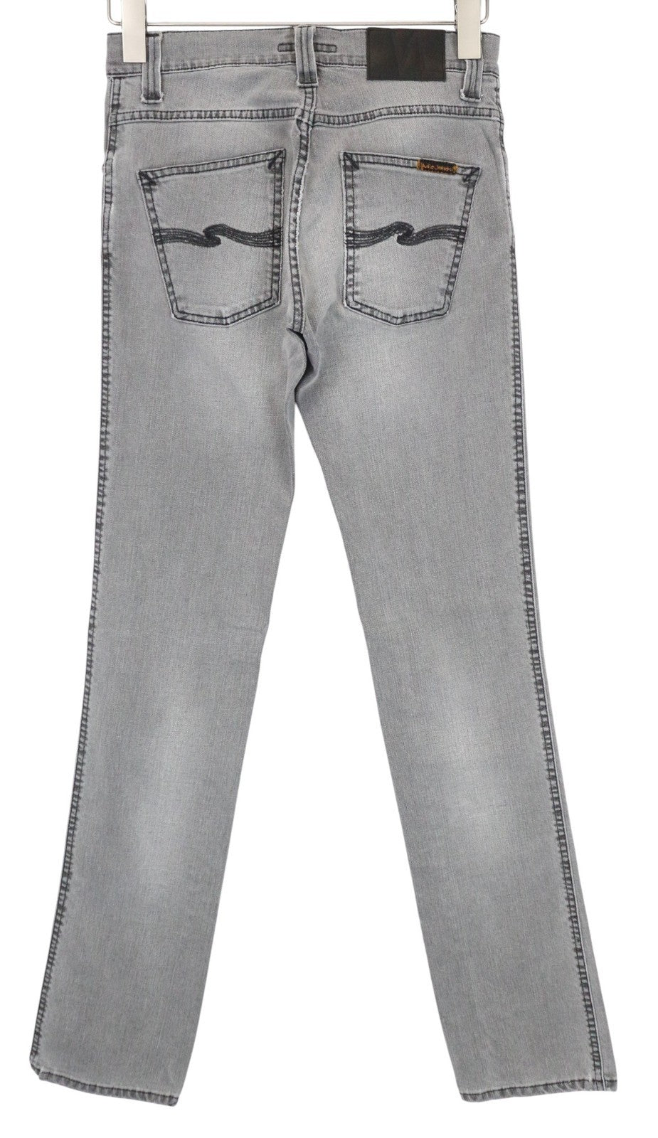 NUDIE JEANS Jim Men Jeans W28/L34 Grey Slim Fitted Zip-Fly Classic Stretch