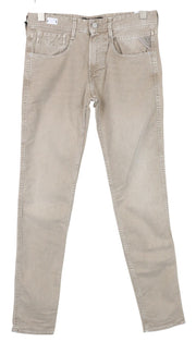 REPLAY Anbass Men Jeans W29/L32 Light Beige Slim Fitted Stretch Denim Zip-Fly
