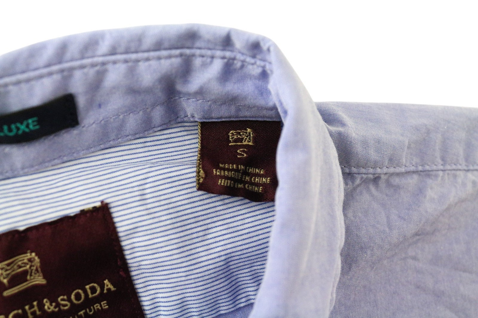 SCOTCH & SODA Ams Couture Men Shirt S Blue Pure Cotton Long Sleeve Button-Up