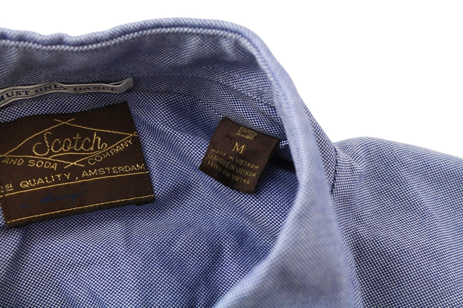 SCOTCH & SODA Ams Couture Men Shirt M Blue Pure Cotton Long Sleeved Button-Up