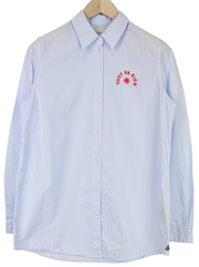 MAISON SCOTCH Women Shirt M Light Blue Pure Cotton Logo Long Sleeved Formal