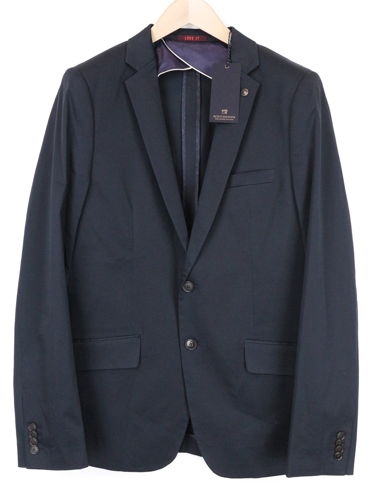SCOTCH & SODA Ams Couture Men Blazer L Blue Navy Single-Breasted Cotton Stretch