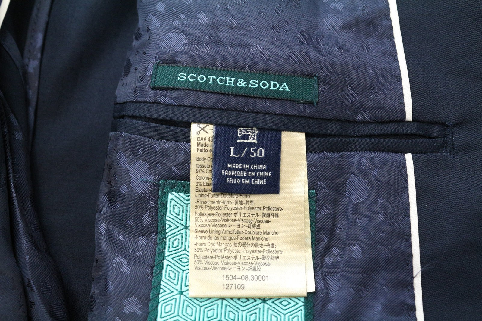 SCOTCH & SODA Ams Couture Men Blazer L Blue Navy Single-Breasted Cotton Stretch