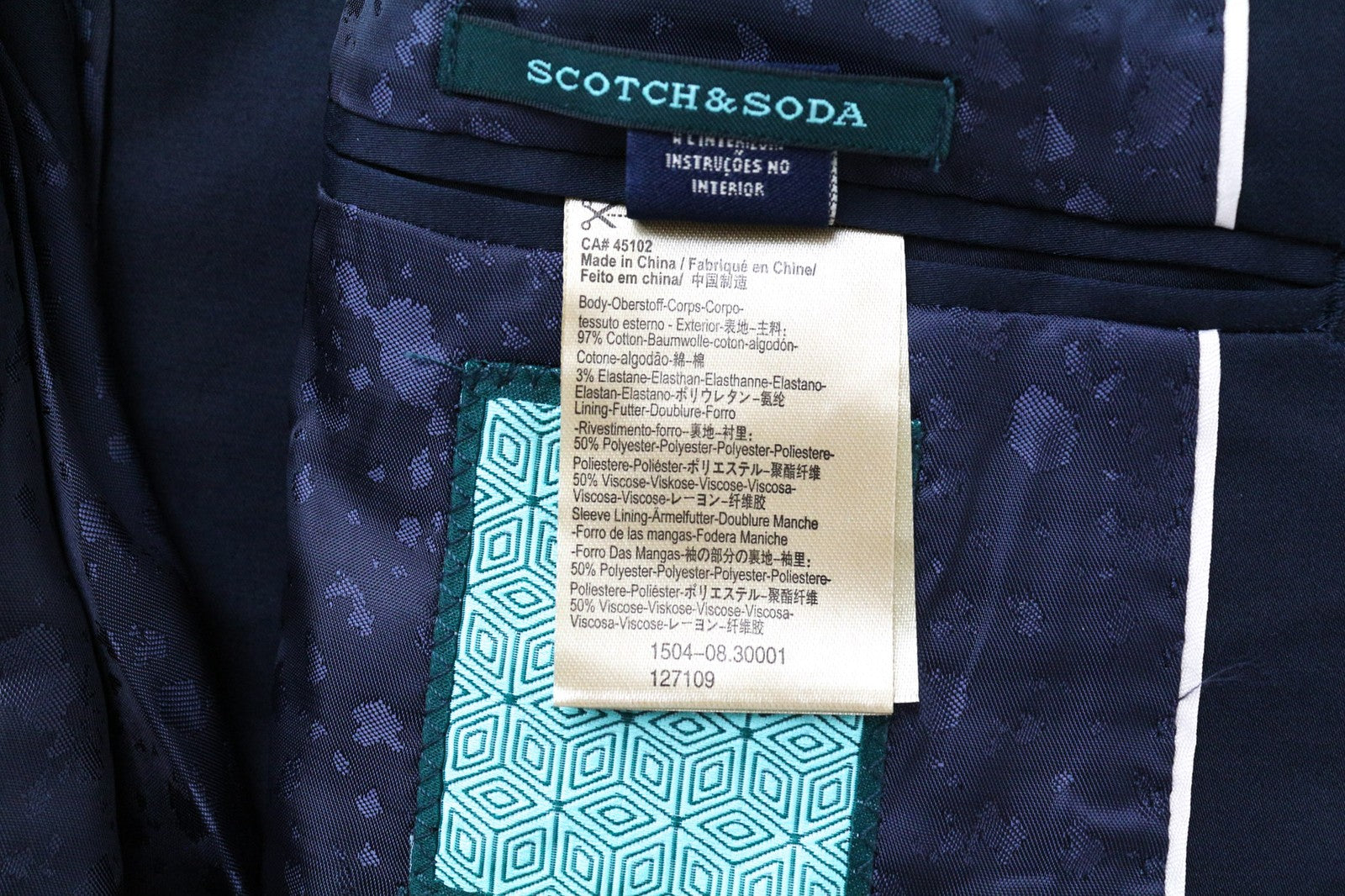 SCOTCH & SODA Ams Couture Men Blazer L Blue Navy Single-Breasted Cotton Stretch