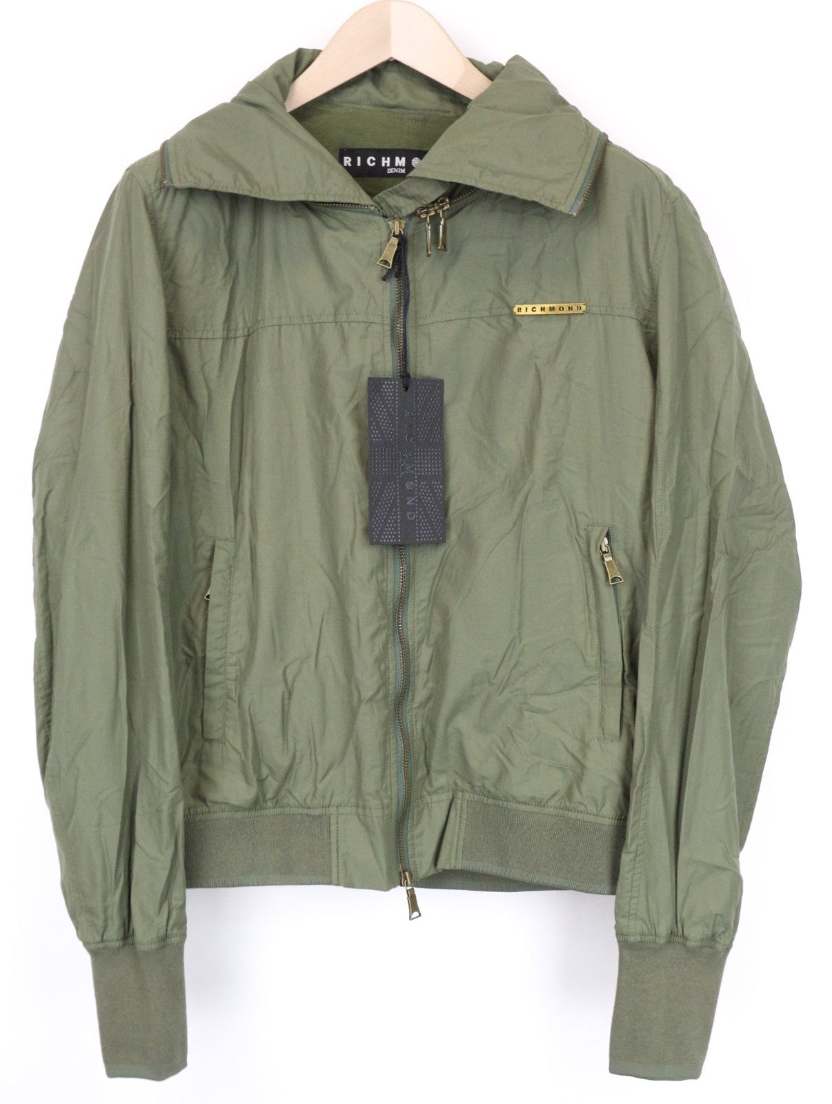 RICHMOND Men Jacket 48 M Green Long Sleeve Single-Breasted Lightweight