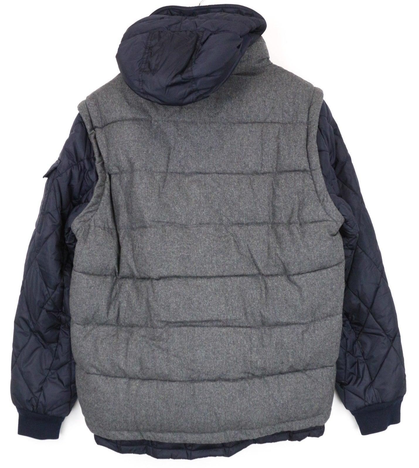 SCOTCH & SODA Ams Couture Men Jacket XL Grey Blue Wool Blend 2in1 Gilet Hooded