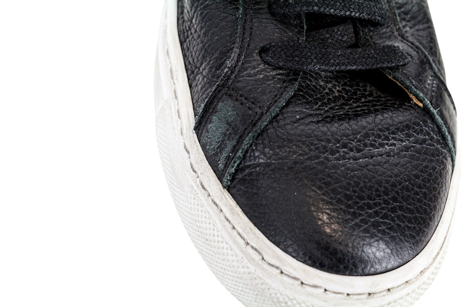 SUITSUPPLY Men Trainers EU42 Black Genuine Grained Leather Laced Casual Sneakers