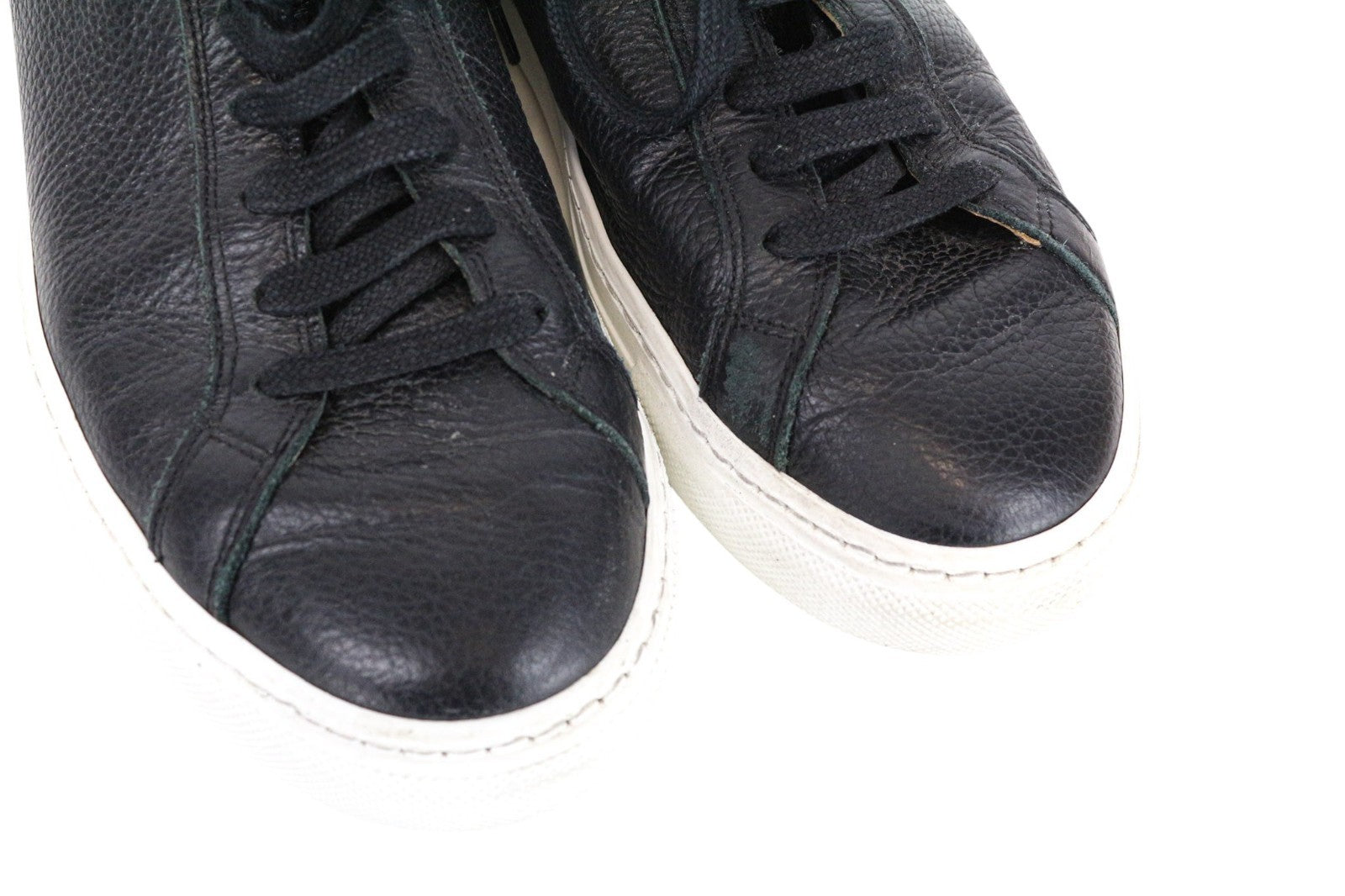 SUITSUPPLY Men Trainers EU42 Black Genuine Grained Leather Laced Casual Sneakers