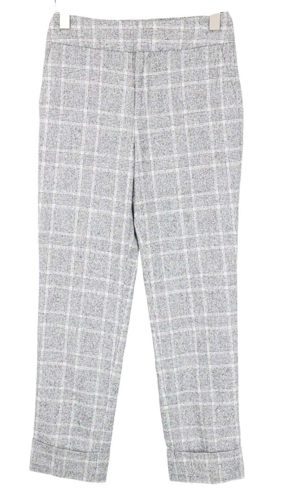 SUITSUPPLY Women Trousers 34R W31 Grey Slim Glen Check Flat-Front Turn-Up