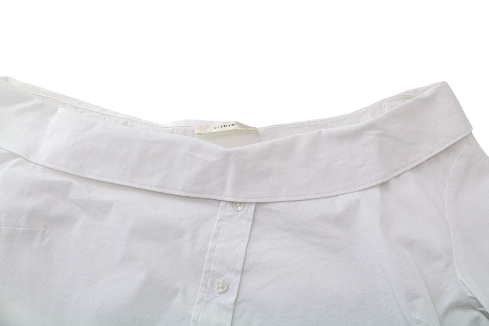 SUISTUDIO Bob Women Shirt UK12 M White Slim Classic Cotton Blend Off-Shoulder