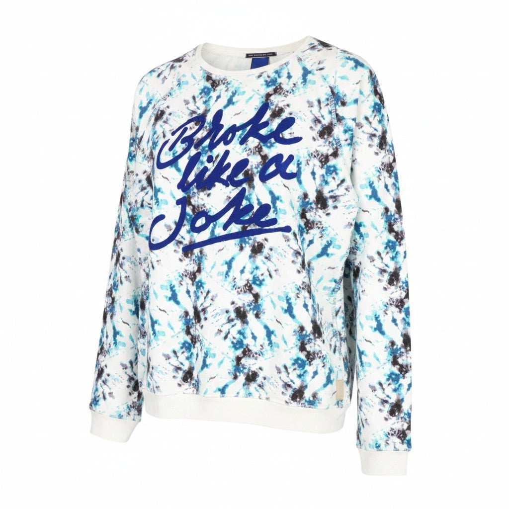 SCOTCH & SODA Men Sweatshirt M Blue Patterned Crew Neck Graphic Jersey Fleece