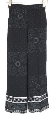 DESIGUAL Enya Women's Pants UK6 Black Patterned Pleated Lightweight Casual