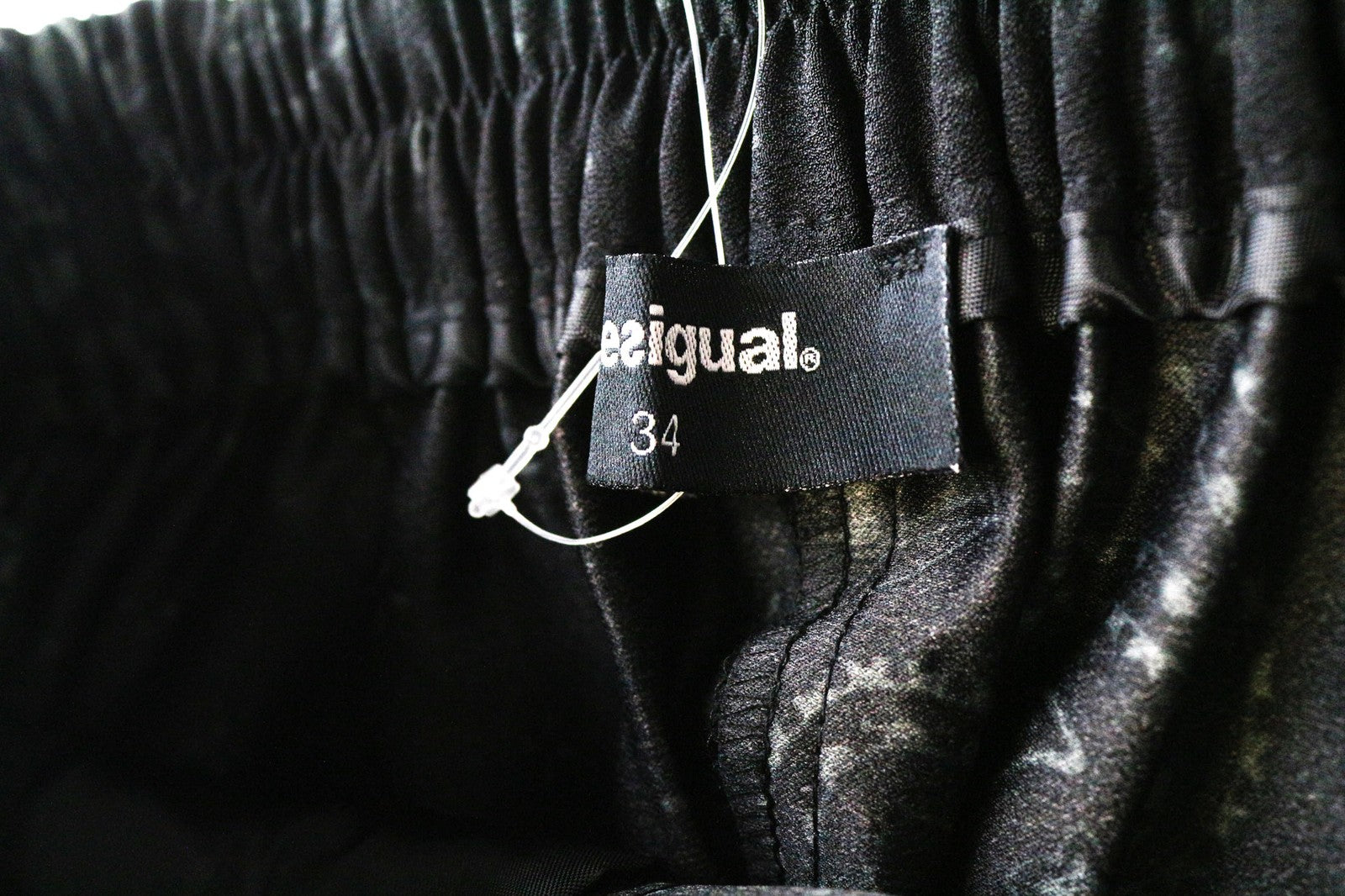 DESIGUAL Enya Women's Pants UK6 Black Patterned Pleated Lightweight Casual