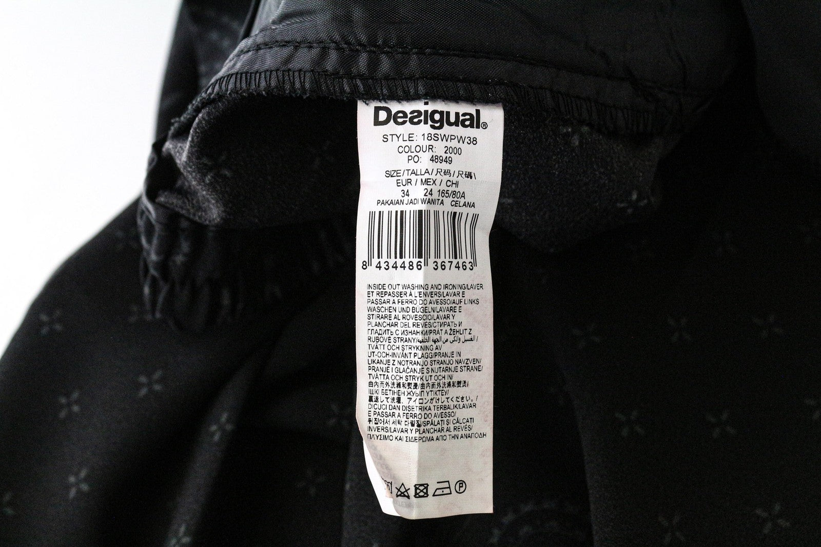 DESIGUAL Enya Women's Pants UK6 Black Patterned Pleated Lightweight Casual