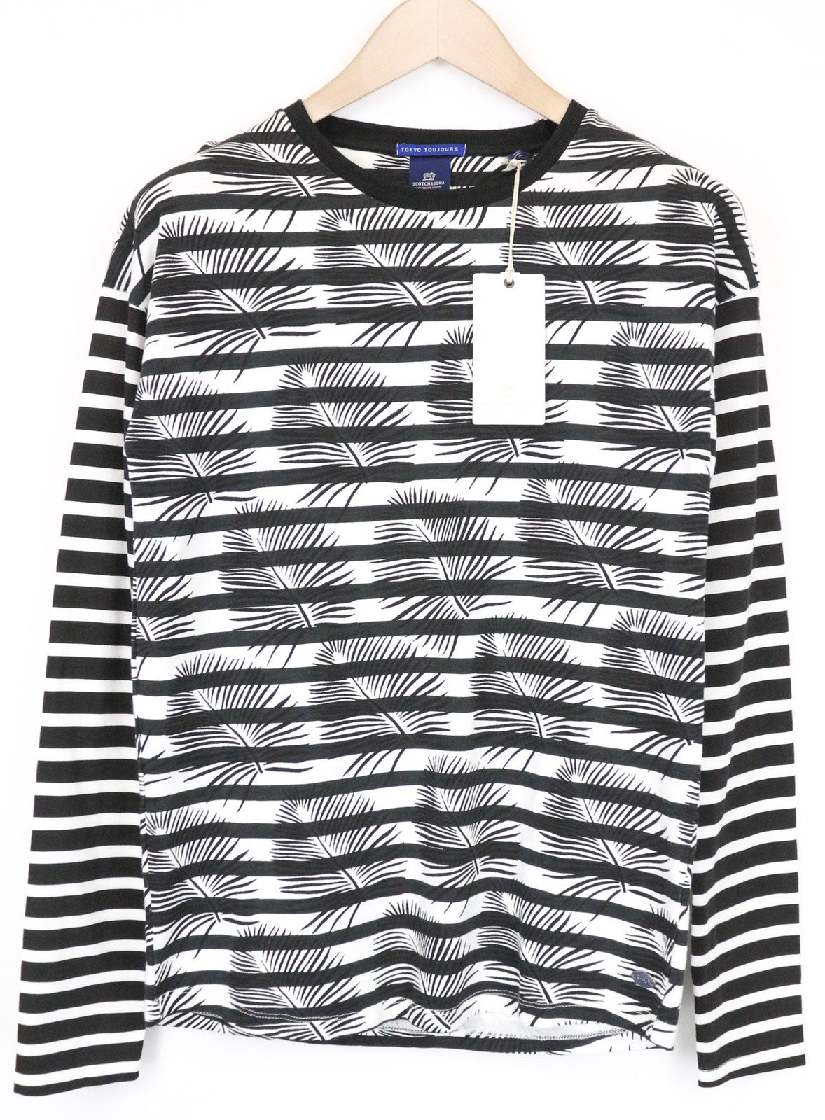 SCOTCH & SODA Ams Couture Men's Tee L Cotton Anti Fit Black White Print