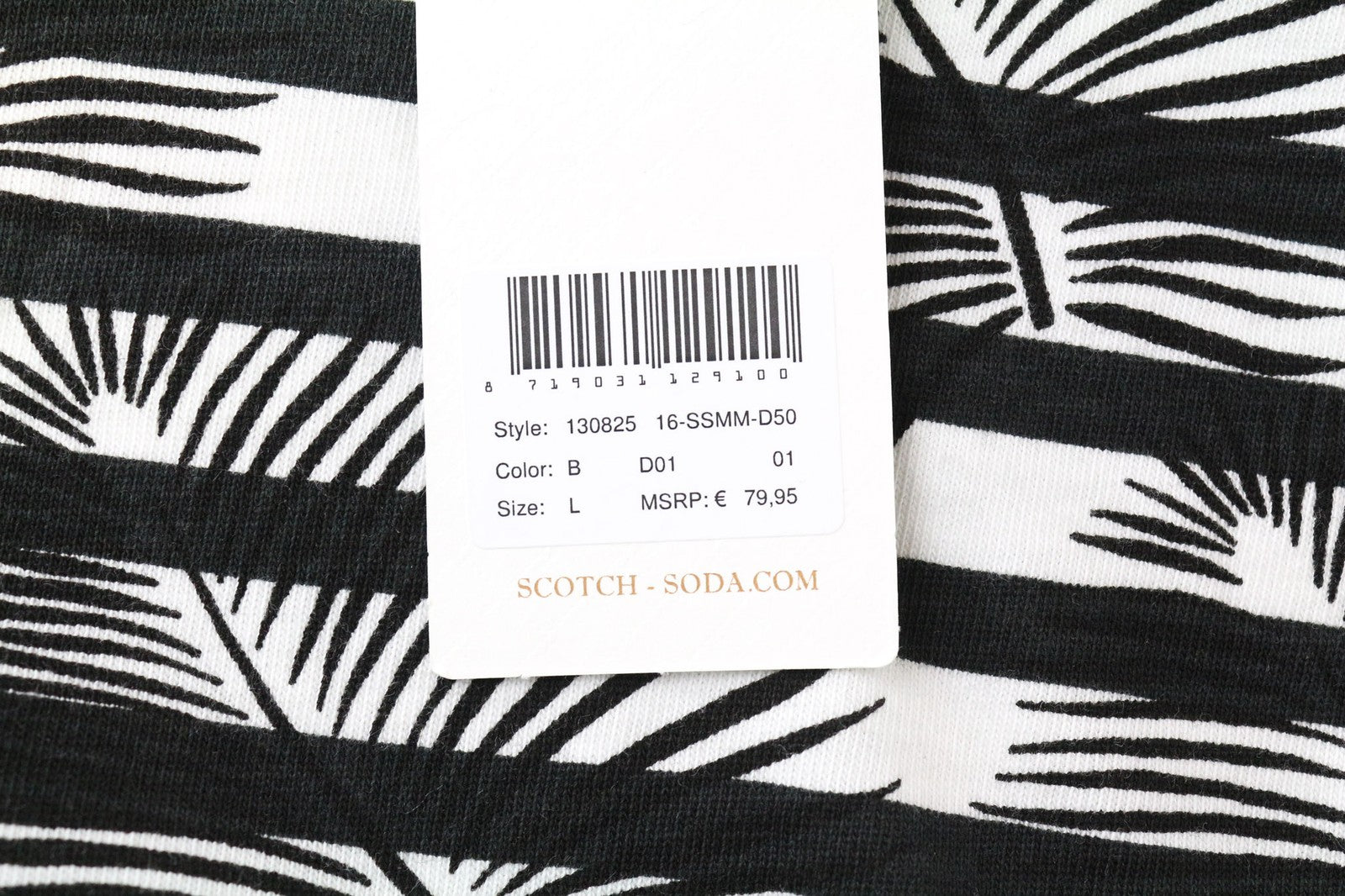 SCOTCH & SODA Ams Couture Men's Tee L Cotton Anti Fit Black White Print