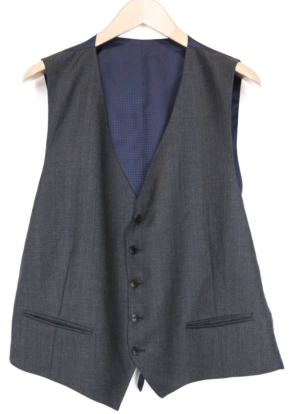 SUITSUPPLY Men's Waistcoat UK48S Grey Wool Single-Breasted Lined Formal