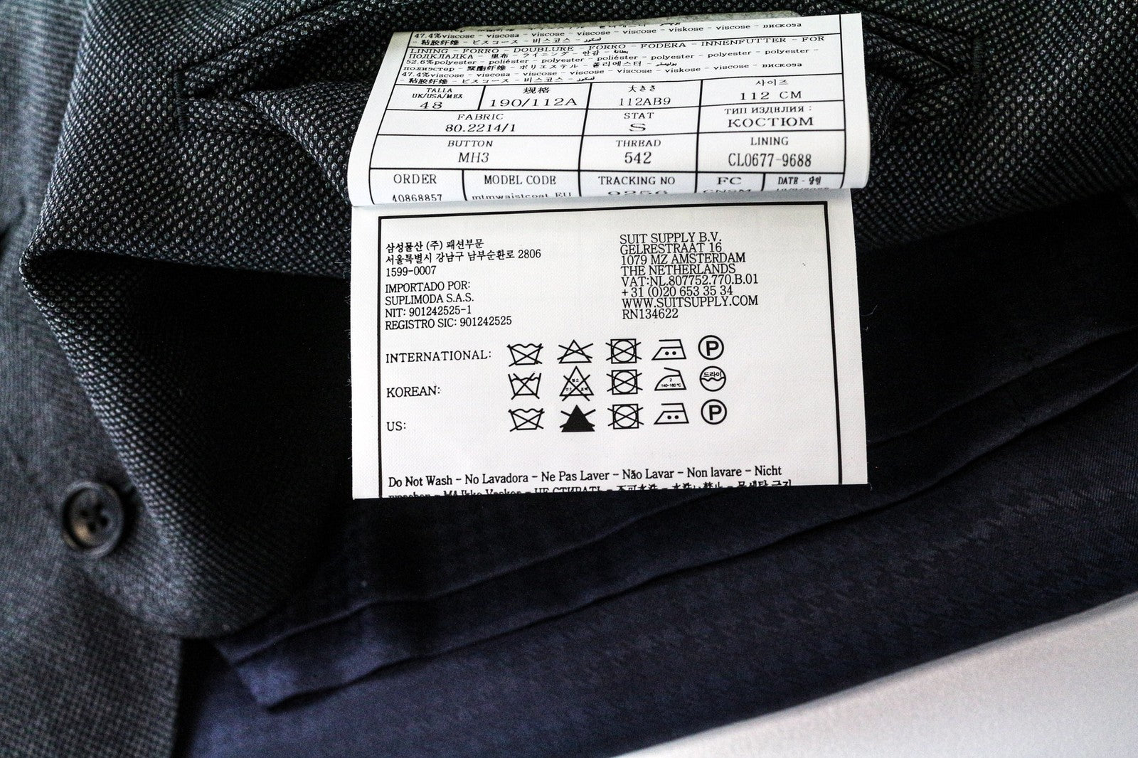 SUITSUPPLY Men's Waistcoat UK48S Grey Wool Single-Breasted Lined Formal