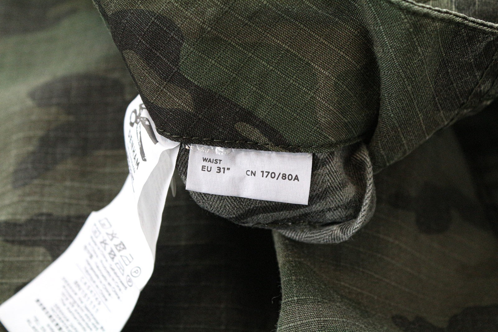 DENHAM Nato Men's Cargo W31/L34 Camouflage Cotton Green Military Style Pants