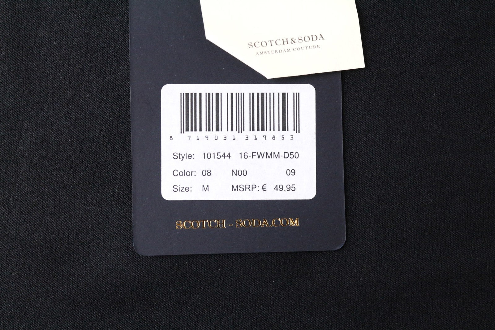 SCOTCH & SODA Ams Couture Men's Long Tee M Black Casual Fit Cotton Long Sleeve