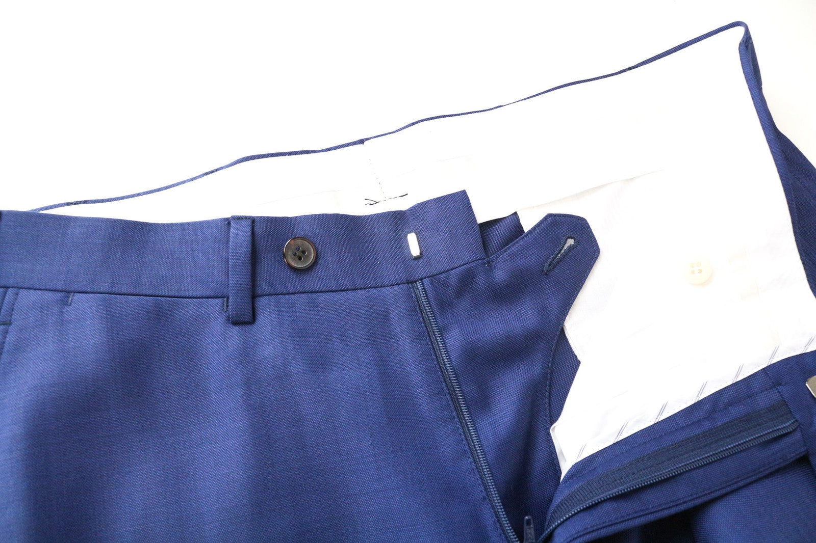 SUITSUPPLY Brescia Men's Pants UK36R Blue Wool Pleated Lined Tailored Formal