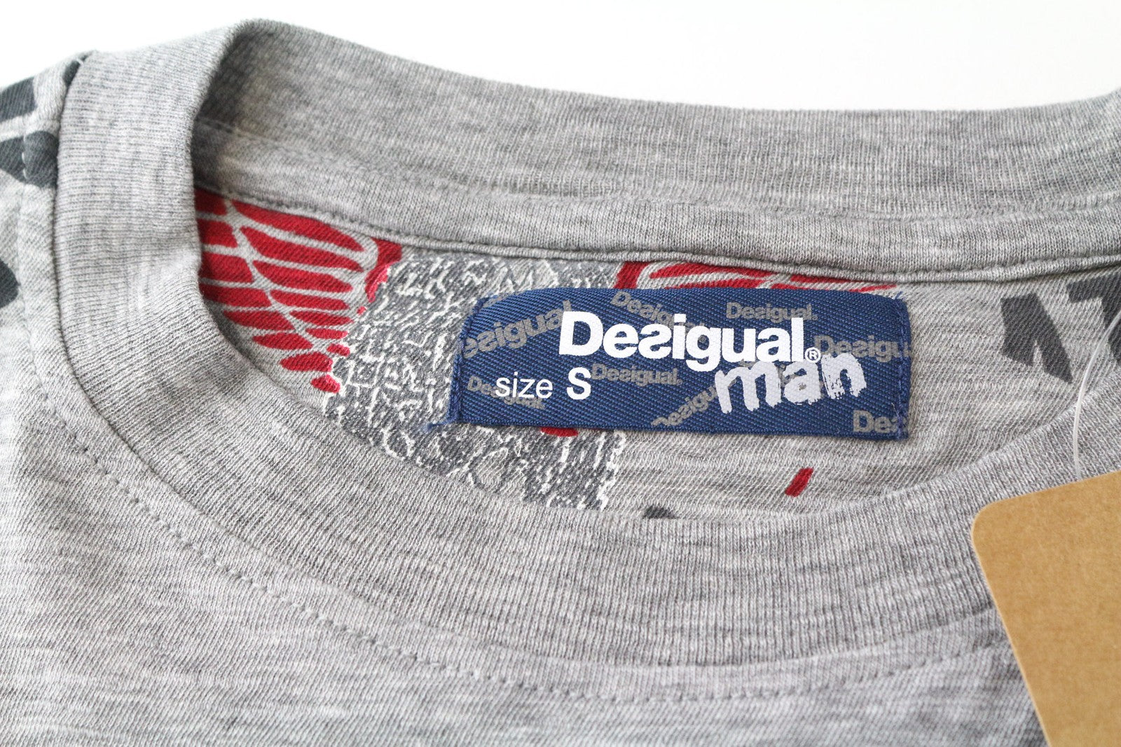 DESIGUAL Bitrio Men's Shirt S Grey Cotton Blend Long Sleeve Logo Top