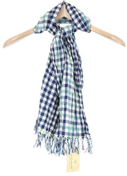 SCOTCH SHRUNK Boys/Men's Scarf OS Blue Pure Cotton Checked Lightweight