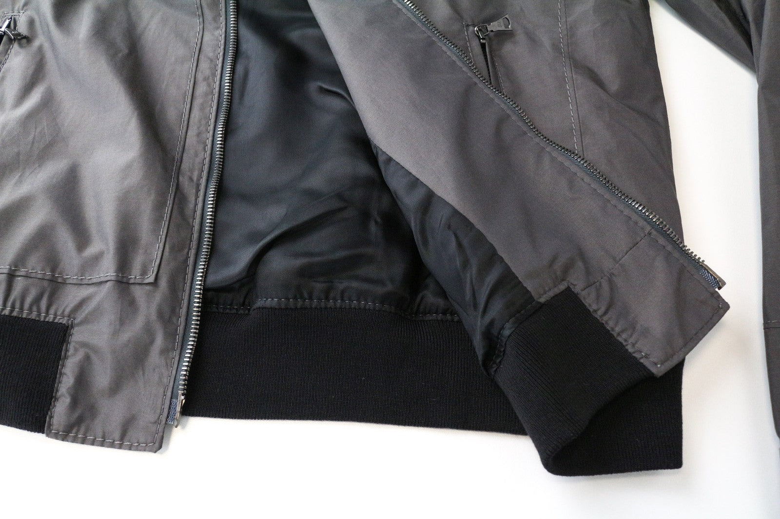 RICHMOND Men's Bomber UK16 Grey Cotton Blend Zipped Lightweight Jacket