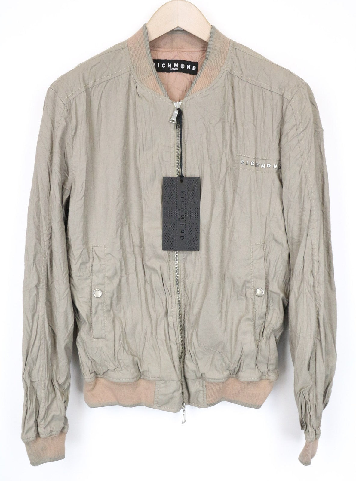 RICHMOND Men's Jacket 48 Brown Stretch Cotton Lightweight Bomber Style